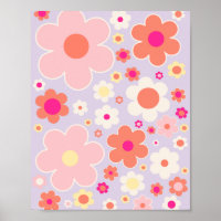 Retro-Blume Lilac Pink Orange