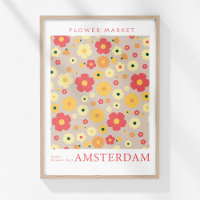 Retro Blume Markt Amsterdam Rote Gelbe Blumen