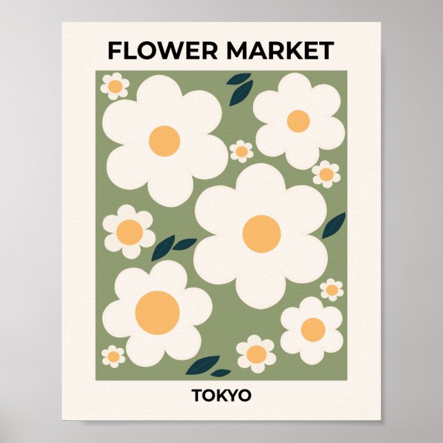 Retro-Blume Markt Tokio Abstrakte Blume Poster (Vorne)