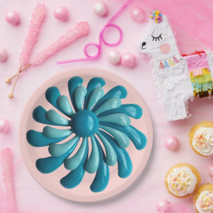 Retro-Blume - MCM Frühjahrsgarten Hochzeit Pappteller