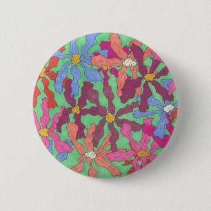 Retro-Blume Muster Boho Design Button