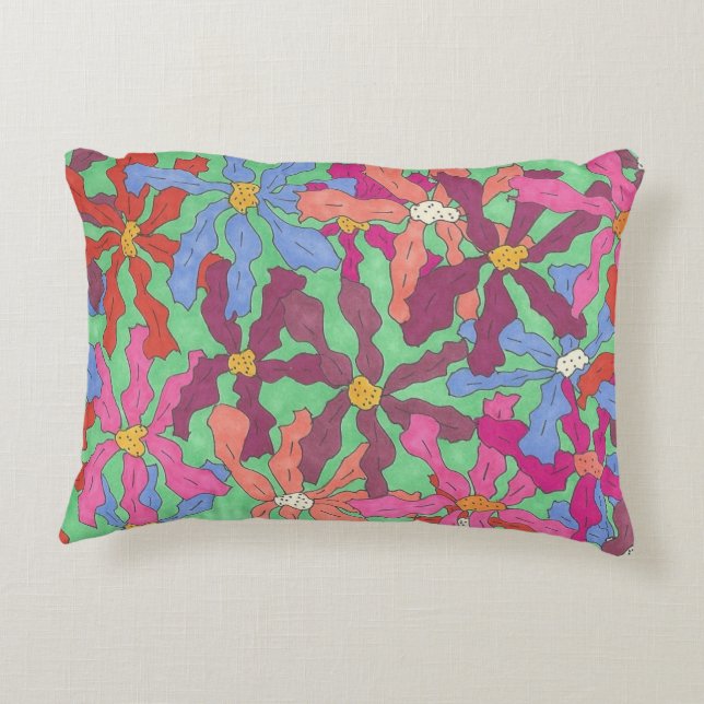 Retro-Blume-Muster Boho-Design Dekokissen (Rückseite)