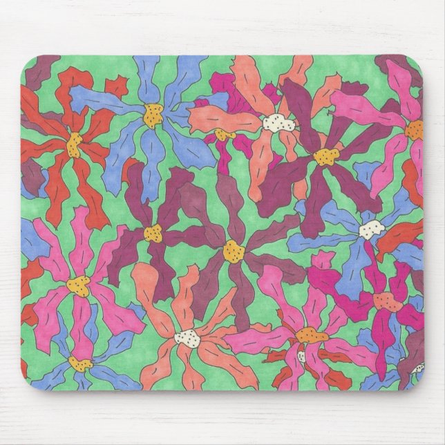 Retro-Blume Muster Boho Design Mousepad (Vorne)