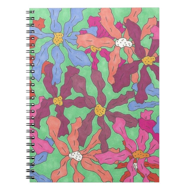 Retro-Blume Muster Boho Design Notizblock (Vorderseite)