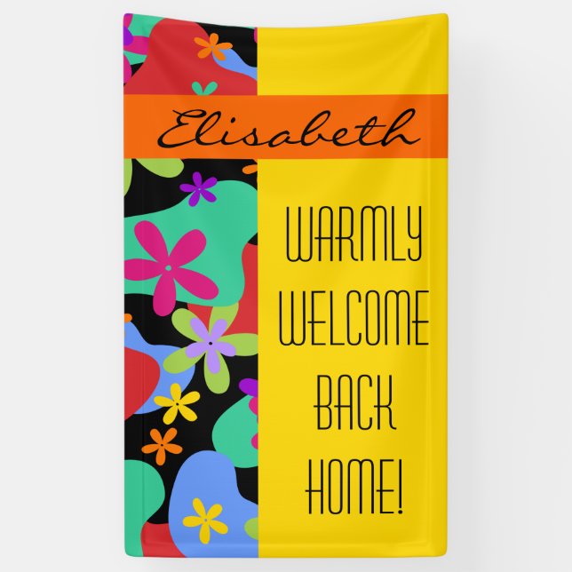 Retro-Blume nahtlos farbig Banner (Vertikal)