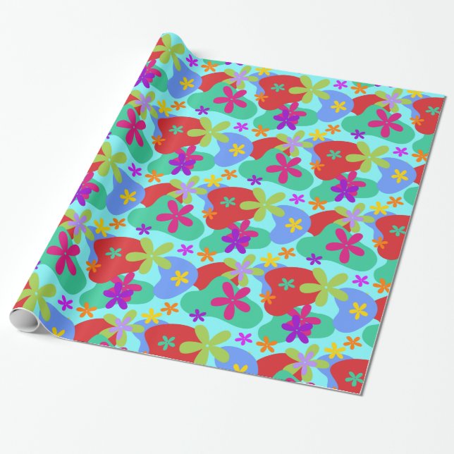 Retro-Blume nahtlos farbig Geschenkpapier (Ungerollt)