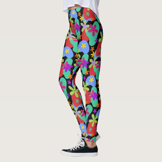 Retro-Blume nahtlos farbig Leggings (Links)