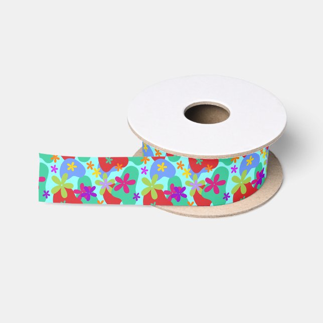 Retro-Blume nahtlos farbig Satinband (Spule)