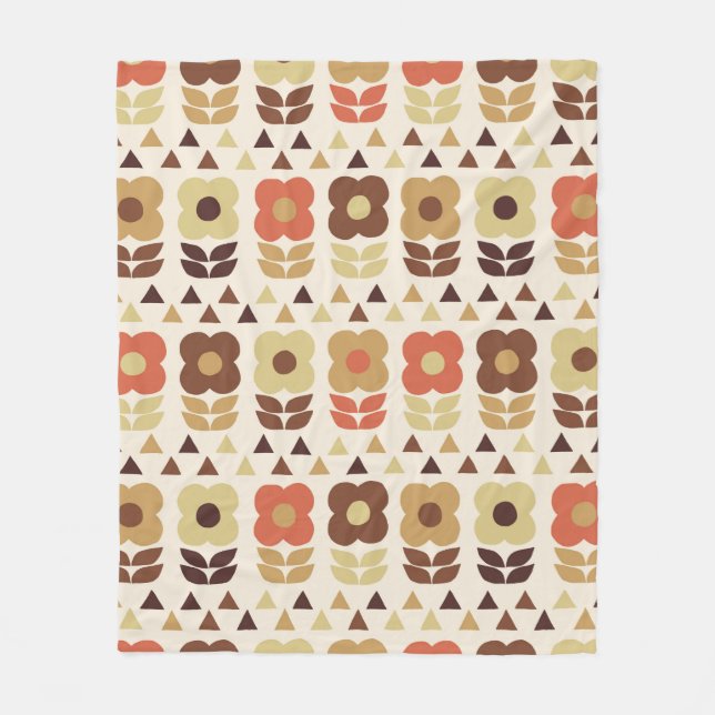 Retro-Blume - nahtloses Muster Fleecedecke (Vorderseite)