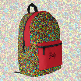 Retro-Blume, niedlich personalisierbar Bedruckter Rucksack