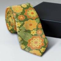 Retro-Blume - olivgrünes Orangengold