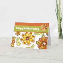 Retro Blume Orange Green Happy Mother Day