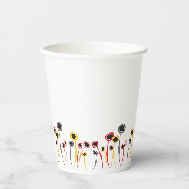 Retro-Blume Papiercup Pappbecher (Vorderseite)