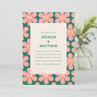 Retro Blume Peace Pink Green Groovy Hochzeit