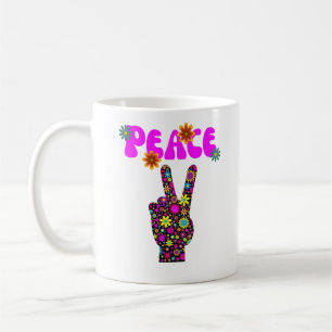 Retro Blume Peace Sign Kaffee Tasse