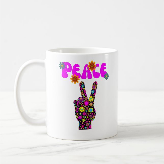 Retro Blume Peace Sign Kaffee Tasse (Links)