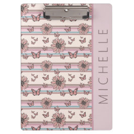 Retro-Blume Personalisiert mit Name Floral Daisy Klemmbrett