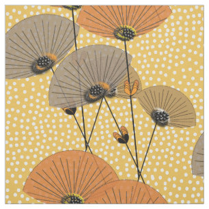Retro-Blume Polka Dot Orange Mustard Mix Stoff