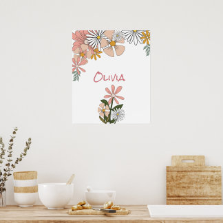 Retro Blume Poster für Girl Room