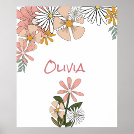 Retro Blume Poster für Girl Room
