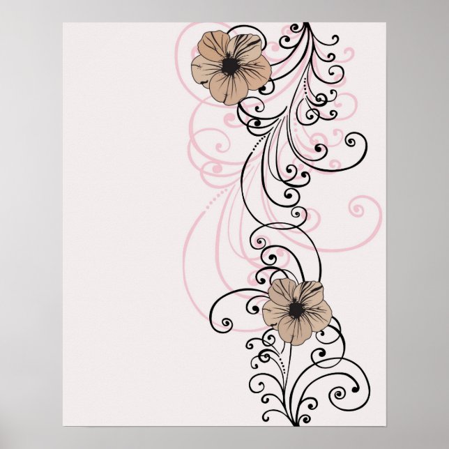 Retro-Blume-Poster Poster (Vorne)