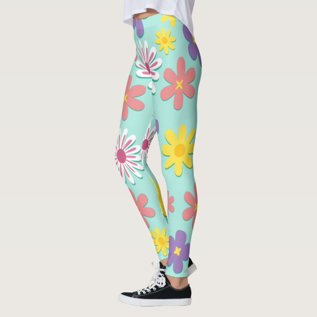 Retro Blume Power Pastete Leggings (Links)