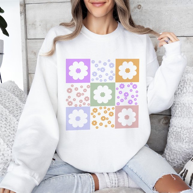 Retro-Blume Prüfmuster Sweatshirt (Von Creator hochgeladen)
