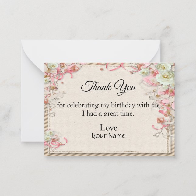 Retro-Blume-Rahmen für danke Mitteilungskarte (Vorderseite)