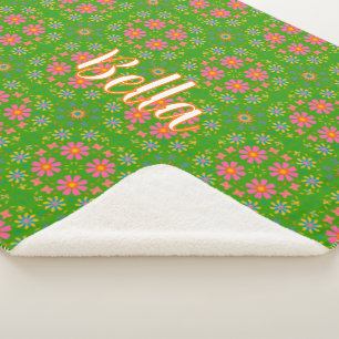 Retro-Blume Rosa Gelbe Orangenschmetterlinge Sherpadecke
