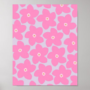 Retro-Blume rosa und Lila Poster