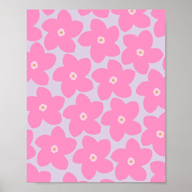Retro-Blume rosa und Lila Poster (Vorne)