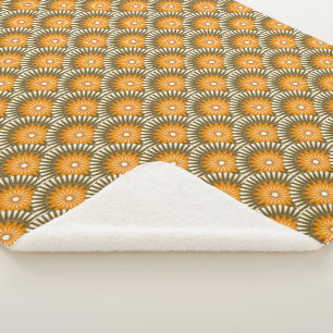 Retro-Blume Sunrise - Orange & Braun Sherpadecke