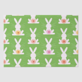 Retro-Blume über geometrische weiße Kaninchen Seidenpapier