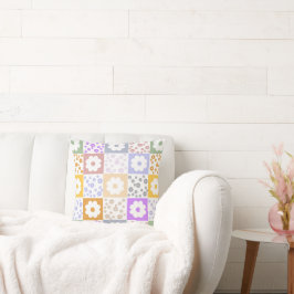 Retro-Blume überprüft Kissen