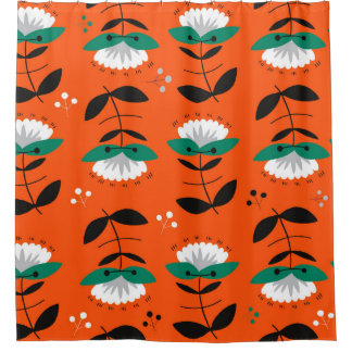 Retro Blume und Blätter nahtlos Muster. Duschvorhang