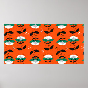 Retro Blume und Blätter nahtlos Muster. Poster