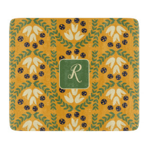 Retro-Blume und Leaf-Monogramm-Schneidplatte Schneidebrett