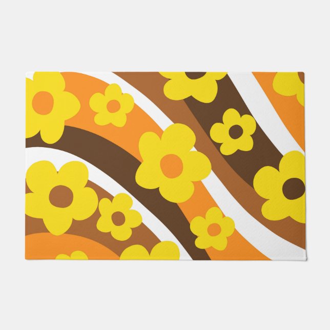Retro Blume Wave #1 #retro #decor #art Fußmatte (Vorderseite)