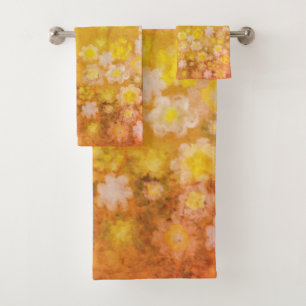 Retro-Blumen-Abstract-Salzwasserfarben-Muster Badhandtuch Set