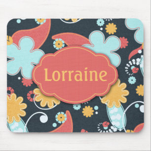 Retro Blumen - addieren Sie einen Namen - Mousepad