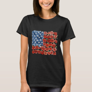 Retro-Blumen-Amerikanische-Flagge-USA-patriotisch- T-Shirt