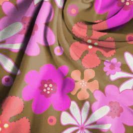 Retro-Blumen-Art-Pattern Rosa Braun Stoff