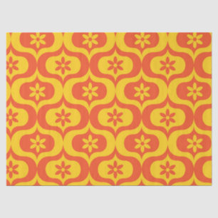 Retro-Blumen auf gelbem und rotem Ogee-Muster Seidenpapier