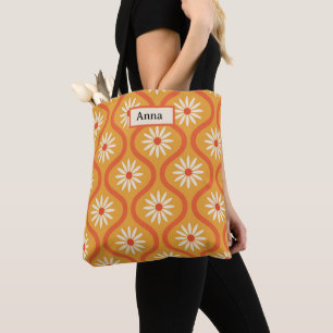 Retro-Blumen auf mittelalter Orange Ogee Custom