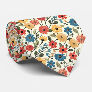 Retro-Blumen auf Zitronengelb Krawatte