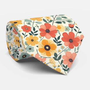 Retro-Blumen auf Zitronengelb Krawatte