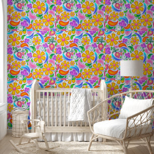 RETRO-BLUMEN BLUMEN VINTAGE-TAPETE  TAPETE