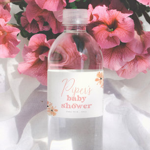 Retro Blumen Boho Mädchen Babyparty Wasserflaschenetikett