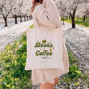 Retro-Blumen 'Bücher & Kaffee' Personalisierte Buc Tragetasche