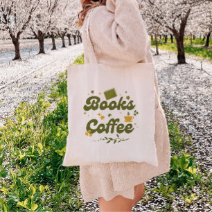 Retro-Blumen-Bücher- und Kaffee-Buchliebhaber Tragetasche